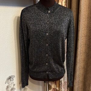Vintage 1990’s C’est City sparkly silver black knit long sleeve cardigan. Size S